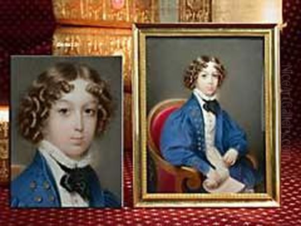 Miniaturbildnis Eines Jungen Mannes Oil Painting by Adolf Theer