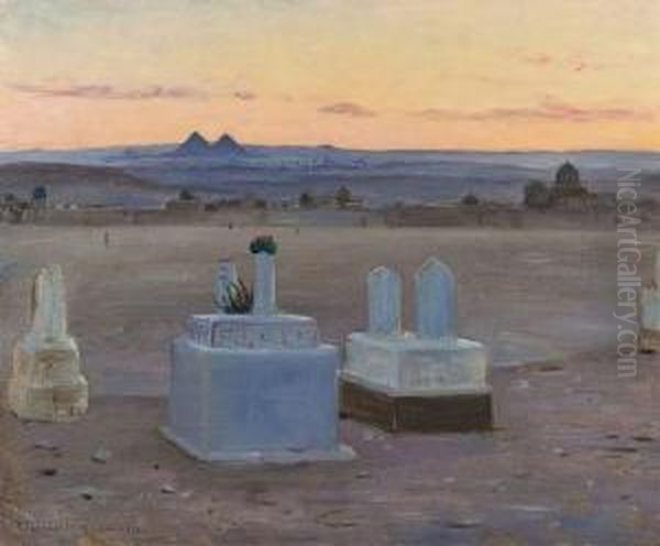 A View From Cairo To The Pyramids Beyond Oil Painting by Robert Thegerstrom