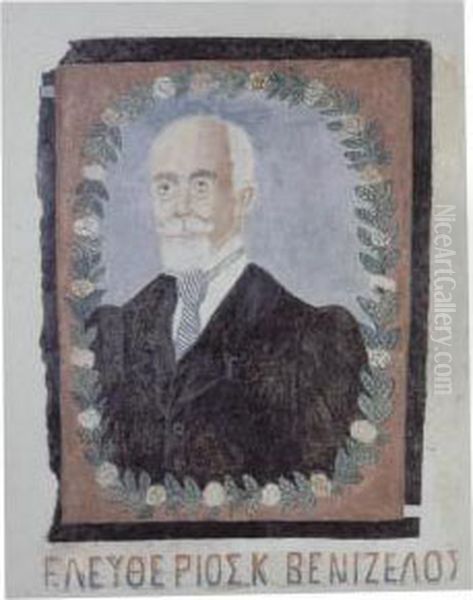 Portrait Of Eleftherios Venizelos Oil Painting by Hadjimichail Theophilos