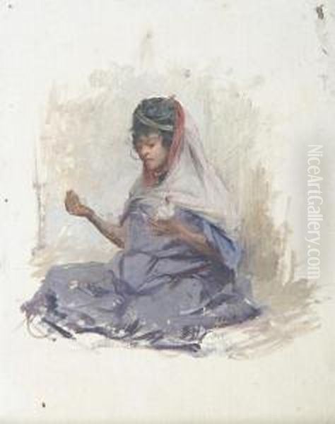 Study Of A Seated Woman Oil Painting by Charles James Theriat