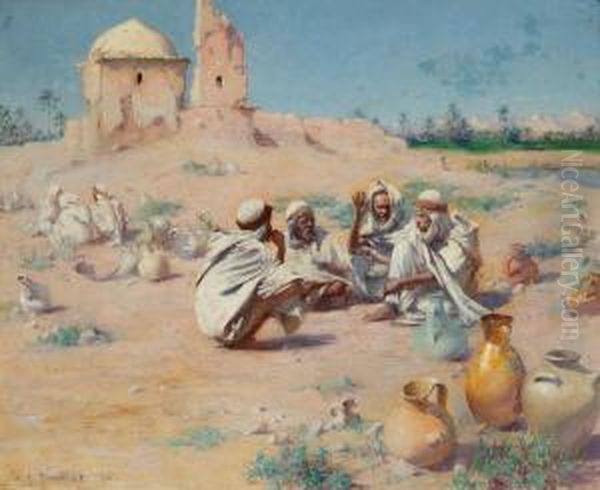 Algeri Al Riposo Oil Painting by Charles James Theriat