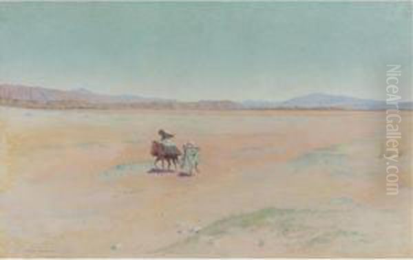 Desert Travellers, Biskra Oil Painting by Charles James Theriat