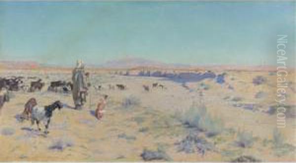 The Goatherder, Biskra Oil Painting by Charles James Theriat