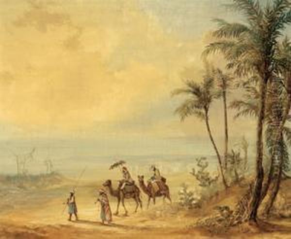 Reiseerinnerung - Mein Auszug In Die Wuste Von Suez 1832, Gemahlt Von Josef Theurich Oil Painting by Josef Theurich