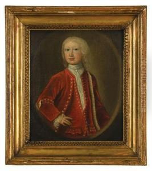 Portrait Of A Young Boy In A Red Coat. Oil Painting by Jeremiah Theus