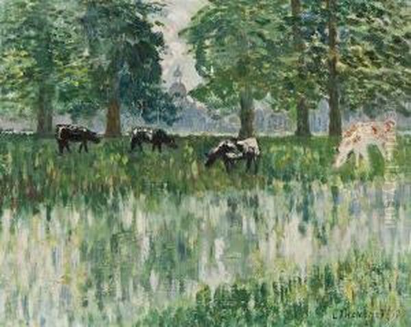 Vaches Dans Un Paysage A Halle Oil Painting by Louis Thevenet