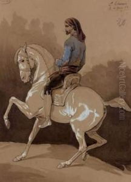 Cavalier Nubien Arme D'une Lance Oil Painting by A. Thevenin