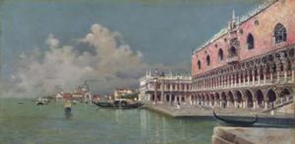 The Doge's Palace, Venice Oil Painting by A. Thevenin