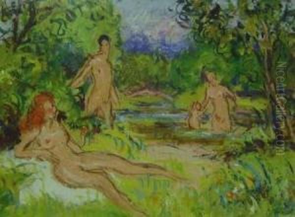 Baigneuses Oil Painting by Pierre Thevenin