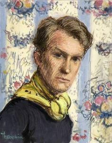 Autoportrait Au Foulard Oil Painting by Pierre Thevenin