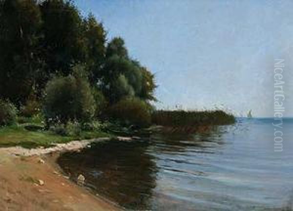 Sommerliches Seeufer Mit Nachen Oil Painting by Max Robert Theynet