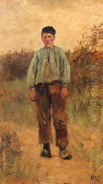 Portrait of a young cowherd Oil Painting by David Adolf Constant Artz