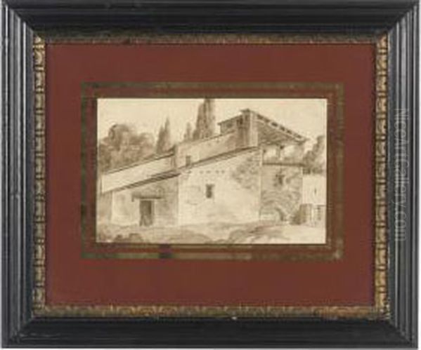 Two Studies Of Roman Villas Oil Painting by Jean Thomas Thibault