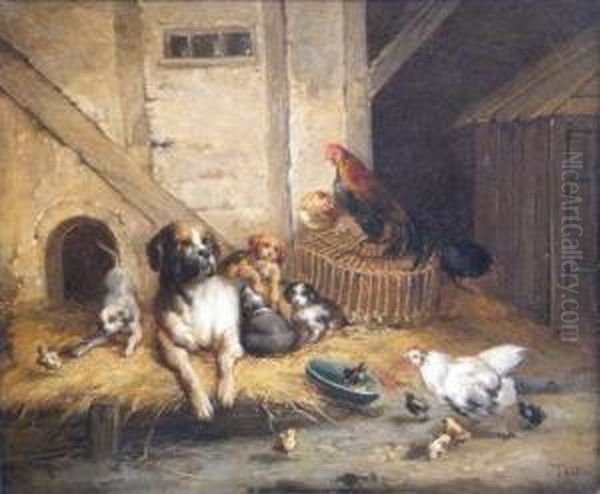 Farmyard Friends. Oil Painting by Jean Maurice Thibon