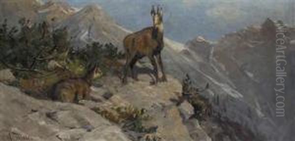 Chamois Oil Painting by Arthur Thiele