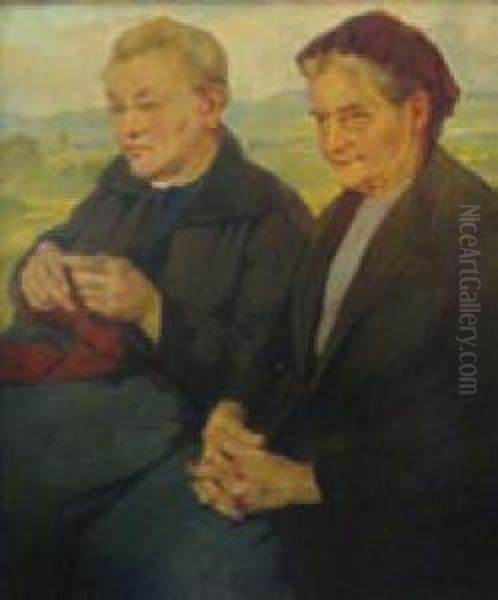 Portrait De Couple Oil Painting by Ivan Thiele