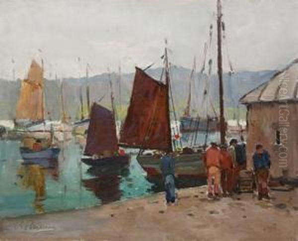 Seaport Oil Painting by Anthony Thieme