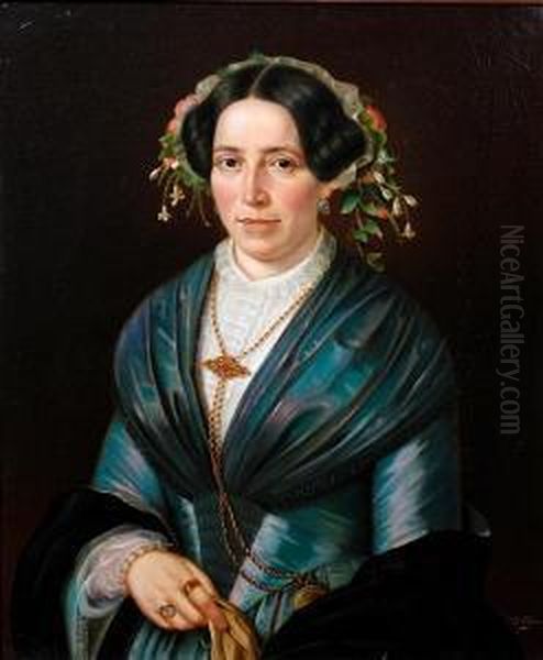 Portrait Of A Lady Oil Painting by Carl Thieme