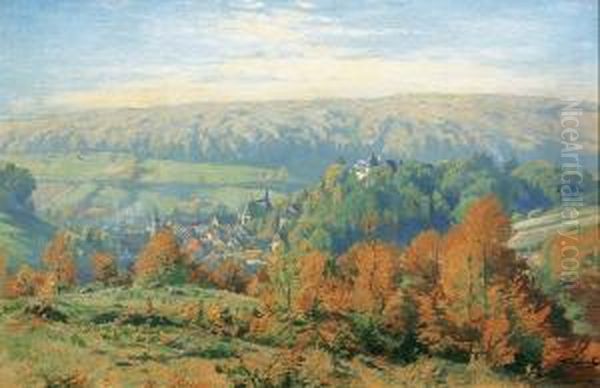 Blick Auf Das Herbstliche Stolberg Oil Painting by Richard Thierbach