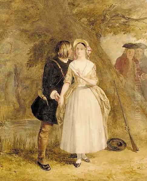 The courtship of Miles Standish Oil Painting by John Absolon