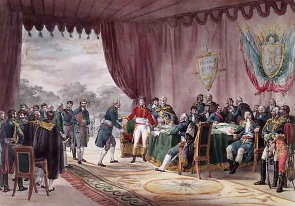 The Signing of the Treaty of Mortefontaine, 30th September 1800 Oil Painting by V. Adam