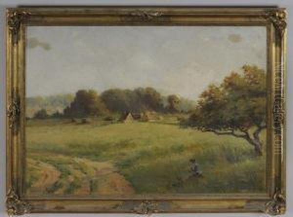 Village Dans La Campagne Oil Painting by Auguste Antoine Thivet