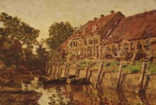 Binnenkade Te Vollenhoven Oil Painting by Willem Bastiaan Tholen