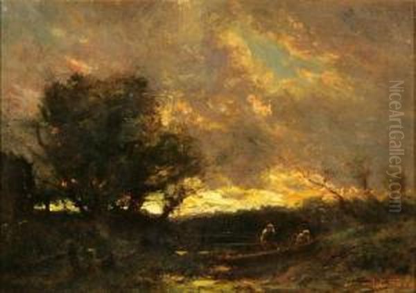 Sunset Oil Painting by James Crawford Thom