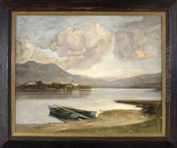 Blick Auf Die Fraueninsel Im Chiemsee Oil Painting by Emil Thoma