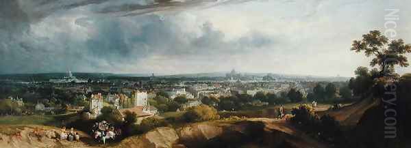 View of Paris from Montmartre 1829 Oil Painting by George Arnald