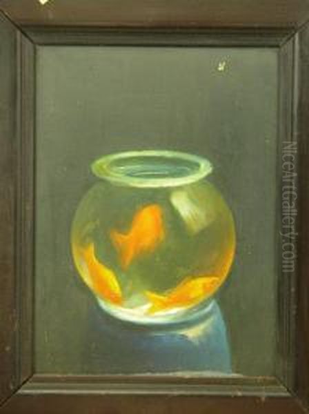 Goldfish Bowls Oil Painting by Edgar Herbert Thomas