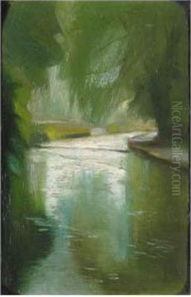 The River Bend Oil Painting by Edgar Herbert Thomas