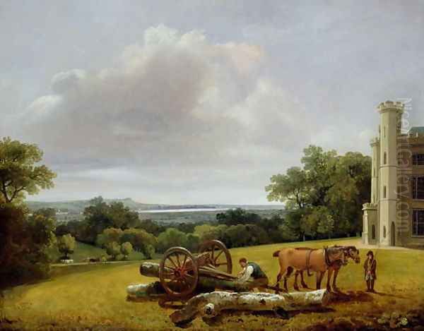 Loading a Timber Wagon at Cave Castle, Yorkshire 1806 Oil Painting by George Arnald