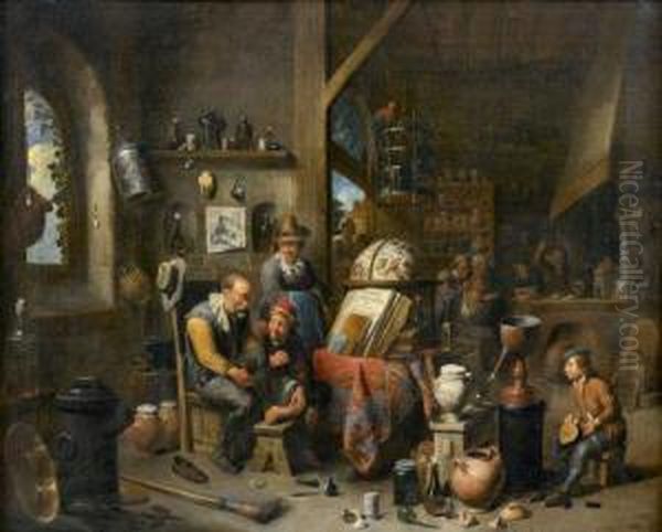 Le Cabinet De L'alchimiste Oil Painting by Gerard Thomas