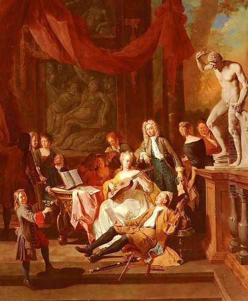 A Musical Assembly Oil Painting by Pieter Angellis