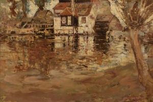 Watermill Oil Painting by George Grosvenor Thomas