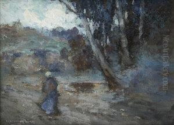 Figure On A Pathway Oil Painting by George Grosvenor Thomas