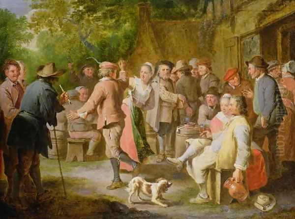 A Country Fete with Figures Dancing Oil Painting by Pieter Angellis