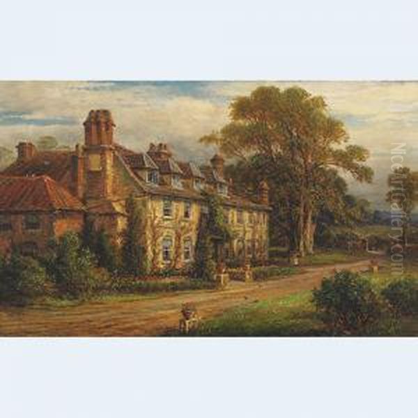 A Country House And Garden Oil Painting by Henry Thomas