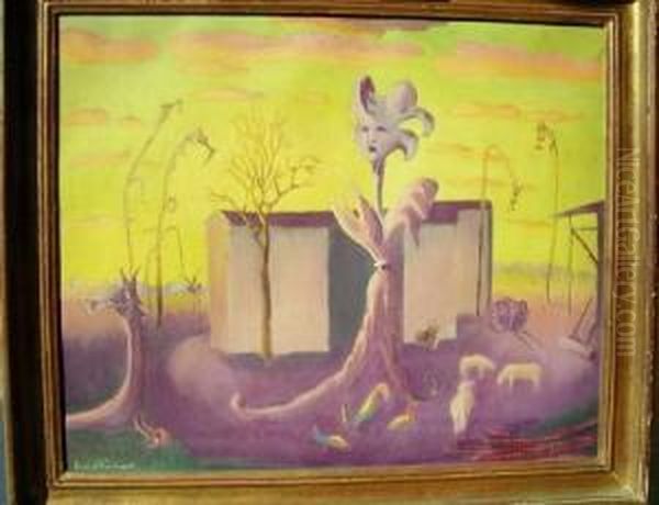 Clomposition Surrealiste Oil Painting by Louis Thomas