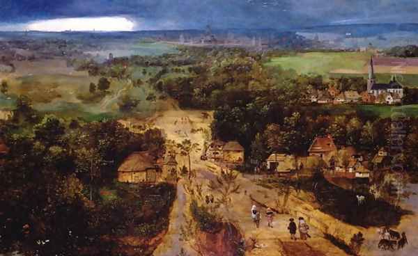 Landscape with the flight into Egypt c.1530 Oil Painting by Jan van Amstel