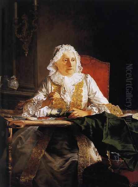 Madame Crozat 1754 Oil Painting by Jacques-Andre-Joseph Aved