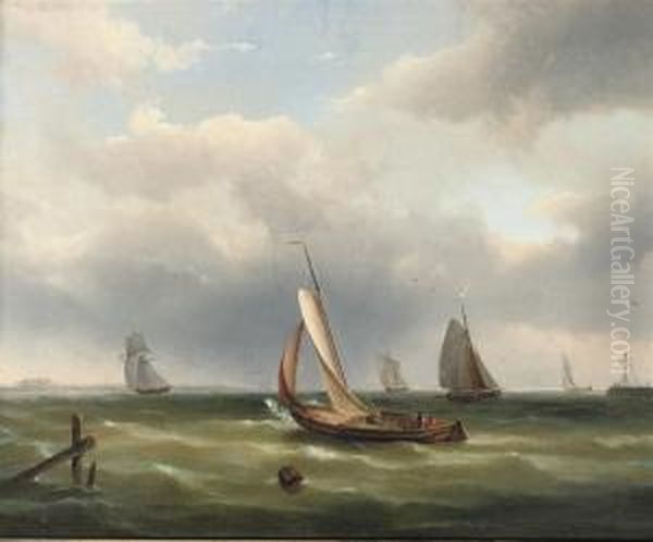 Sailing In A Calm Oil Painting by Pieter Hendrik Thomas