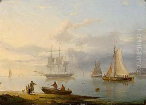 Shipping In Calm Oil Painting by Pieter Hendrik Thomas