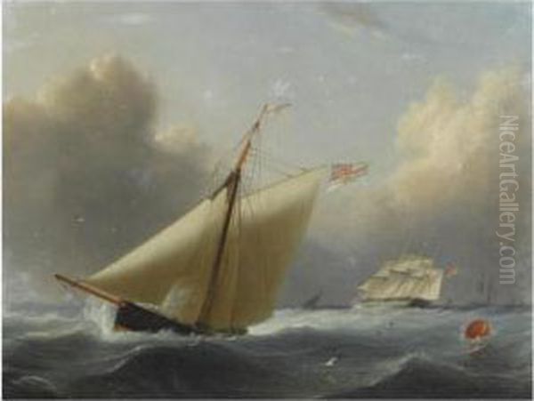 A Cutter Close Hauled Oil Painting by Robert Strickland Thomas