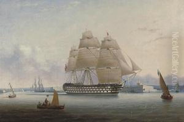 H.m.s. 
Britannia Oil Painting by Robert Strickland Thomas