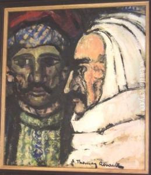 Portrait De Deux Hommes Oil Painting by Andre Thomas Rouault