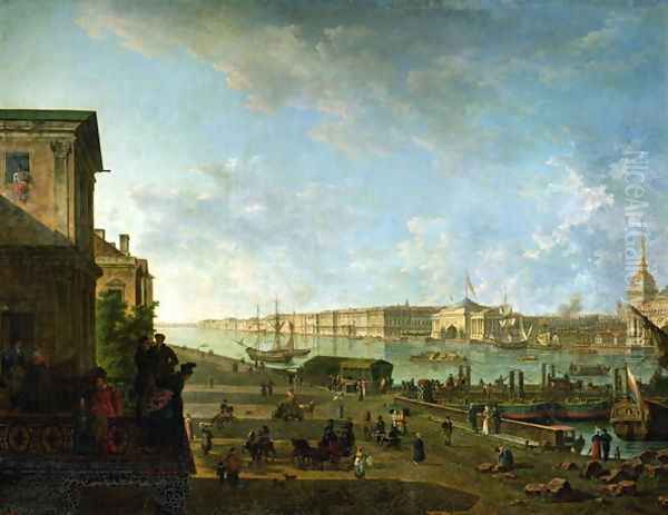 The Admiralty and the Winter Palace viewed from the Military College 1794 Oil Painting by Fedor Yakovlevich Alekseev