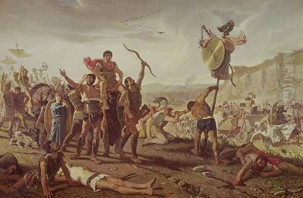 Marius triumphing over the Cimbri Oil Painting by Saverio Altamura