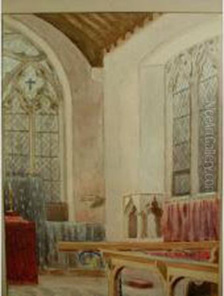 An Interior View Of The Chancel At St Benedick's Church Oil Painting by William Barton Thomas